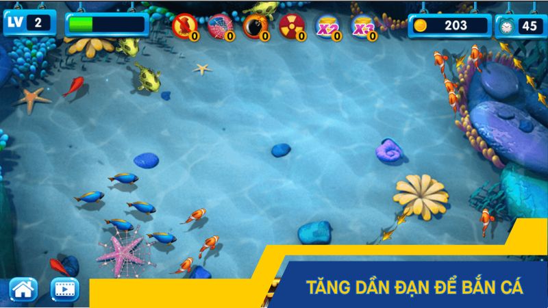 Tăng dần đạn để bắn được nhiều cá, mang về nhiều thưởng hơn